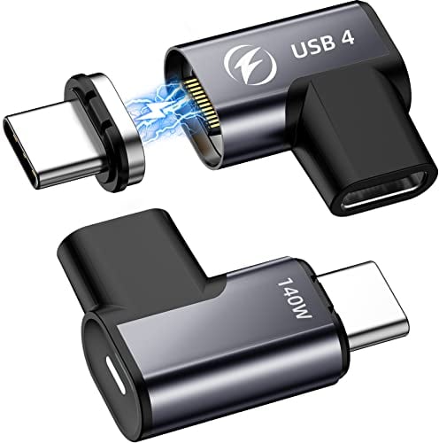 140W USB C Magnetadapter 2er Pack, 24Pins rechtwinklig 90 Grad mit USB4 20Gbps 8K 60Hz Video für Thunderbolt 3 MacBook Pro/Air, Tablet, Laptop, Handy und weitere