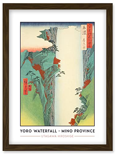 Wee Blue Coo Yoro Waterfall Mino Province Utagawa Hiroshige Japanese Woodblock Classic Collection Artwork Framed Wall Art Print A4