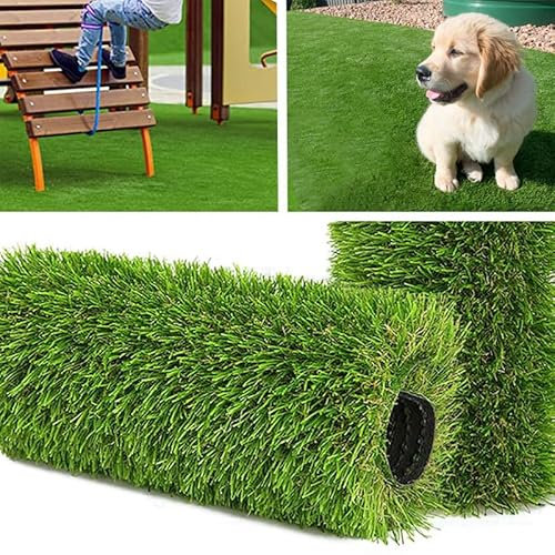 Césped artificial de 35 mm para césped de 4 x 6 pies, tapete de césped sintético para interiores y exteriores con tamaños personalizados, césped sintético de alta densidad para jardín, césped, paisaje