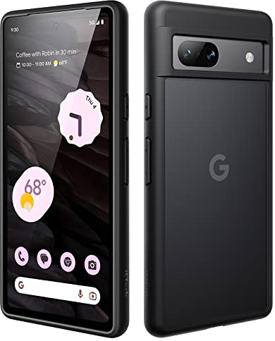 JETech Cover Opaca per Google Pixel 7a 6,1 Pollici 2023, Custodia Posteriore Glassata Traslucida Sottile, Anti-Impronte (Nero)