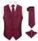 Enlision Herren Weste Rot Paisley Floral Jacquard Weste mit Krawatte und Einstecktuch Taschentuch Weste Anzug Set Hochzeit,M
