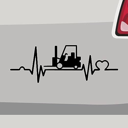 Herzschlag Gabelstapler Aufkleber Flurförderzeug Sticker Auto Bike Decal Vinyl Aufkleber Größe: 29x10cm (XL) | Farbe: 66-türkisblau | flurförderzeug Sticker Kleber Deko Tuning Auto-Folie