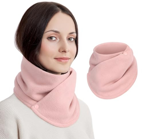 Figarge Winter Halswärmer - Dicker Fleece Schal Mit Doppelschnalle, Kragen Für Frauen, Snood, Warmer Halswärmer, Mode-Accessoire Für Alle Anlässe (Rosa)