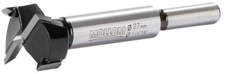MOLLOM 27mm (1-1/16) Broca Forstner precisa con carburo YG8 de 2,0mm. Ideal para madera dura, plástico y contrachapado