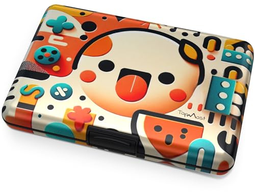 TopMost RFID-blockierendes Aluminiumetui für Damen und Herren – Fächer für 12 Karten und Rechnungen, Smiley, Small, Karten- und Geldscheinfächer