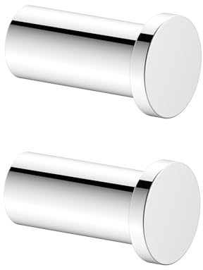 Keuco Handtuchhaken Set 2 Stück, hochglanz-chrom, aus Metall, rund, für Badezimmer und Gäste-WC, Wandhaken für Handtücher und Bademäntel, Plan