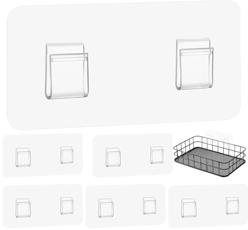 Sibba 6 Stück Klebehaken Transparent für Duschablagen Klebende Ersatz Aufkleber Haken Selbstklebend Ohne Bohren Wasserdicht Doppelhaken für Eck Dusch Caddy Badezimmer Seifenschale Küche Duschraum Korb