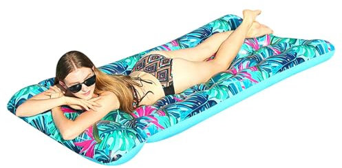 Piscina gonfiabile per adulti, galleggianti gonfiabili – piscina gonfiabile – grande lettino da piscina con poggiatesta, 21 fori per piscina galleggiante, sedia ad acqua in taglia adulto