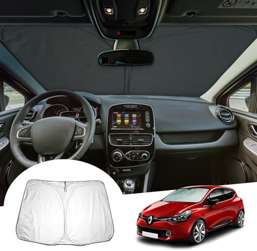 GAFAT Compatible con Renault Clio 4 RS 2013–2019 Parasol Parabrisas Interior, Clio IV 2013 Parabrisas Parasol lunas delanteras, Protección solar, Refrigeración, Protección UV, Clio 4 Accesorios