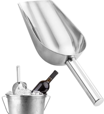 Pala de hielo de acero inoxidable, pala de hielo de metal, accesorio de cocina, pala de hielo, contenedor de congelador, paleta multiusos para granos de café, comida, dulces,