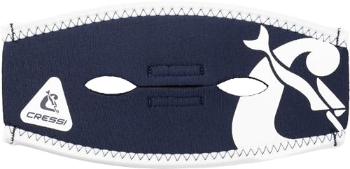 CRESSI Unisex-Adult Pony Tail Neo Mask Strap Cover Neoprenriemenüberzug für Tauchmasken, Blau Navy/Weiß, Einheitsgröße