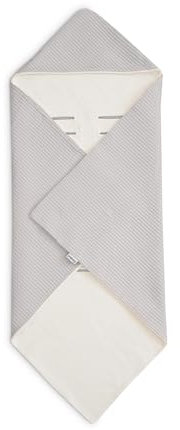 Ehrenkind® Einschlagdecke Babyschale | Für das ganze Jahr | Oeko-TEX Zertifiziert | Hellgrau-Creme | Made in Europe Babydecke für Kindersitz oder Kinderwagen | kuschelige Decke für Babys