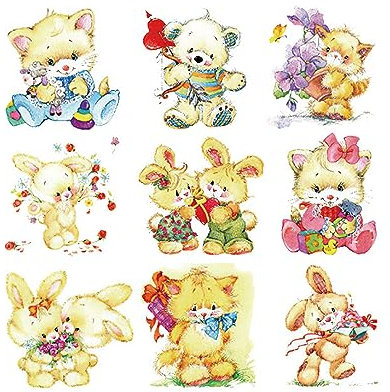 Codulu Iron On Transfer Patches Cartoon Bears Heat Transfer Stickers Decal Motif Appliqued for DIY Kids T-Shirt Jeans Bag Hat Art Decoration-9PCS-L