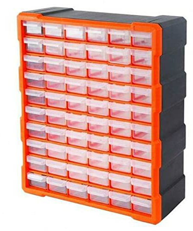 60pcs Multi Drawer Parts Storage Cabinet Unit Organiser, Small Parts Tools Cabinets for Workshop Garage, Plastic DIY Storage Bin Rack Screws Parts Tool Craft Box Rack