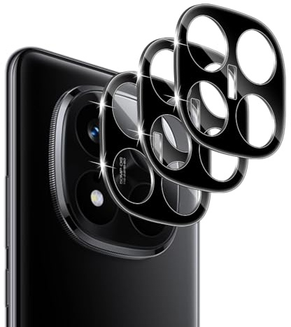 LiiLaa Kamera Schutzfolie für Xiaomi Redmi Note 14 Pro Plus/Note 14 Pro+ 5G, 3 Stück Kameraschutz 9H Härte Kamera Glas Folie Anti-Kratzen Linse Schutzglas - Schwarz