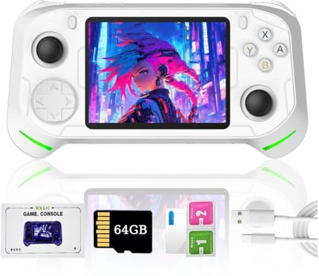 Meiurlex RX6H Handheld Game Console with 64G TF Card, Open Source Linux System 3.5-Inch 640*480 IPS Screen Retro Handheld Video Game Player Gift for Adult