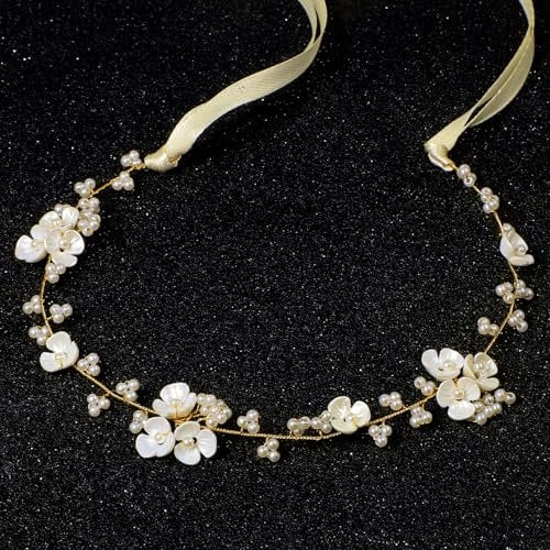 HJZHII Haarschmuck Kommunion Mädchen,Kommunion Haarschmuck für Frauen,29cm Blumenkranz Haare Kinder Braut Hochzeit Brautschmuck Blumenmädchen Haarband Haarreif Bohemian Kopfschmuck für Erstkommunion
