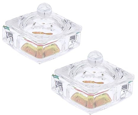NIYANGLE 2pièces Coupelle à Verre Cristal Avec Couvercle De Mini Coupelles Octogonales Pour Salon De Manucure Idéales Pour Mélanger Liquides Et Poudres Acryliques