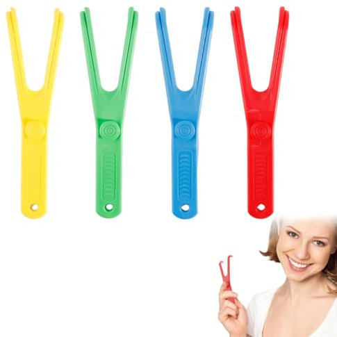 4 Pezzi Supporto Per Filo Interdentale Riutilizzabile,Forcella Filo Interdentale Per La Pulizia Di Denti,Filo Interdentale Titolare,Portatile,Per Dente Pulizia Interdentale