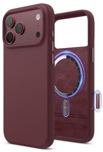 elago Magnetic Silicone Case for iPhone 17 Pro Max Burgundy | Compatible with MagSafe, Liquid Silicone Material, Protection, Shockproof, Slim Phone (Burgundy)