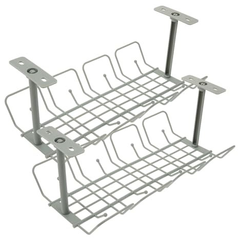 ETHZZLE 2piezas Organizador De Cables Bajo Escritorio Bandeja Colgante Sin Taladro Soporte para Recogedor Cables y Canaletas Ahorra Espacio Escritorio Ordenado