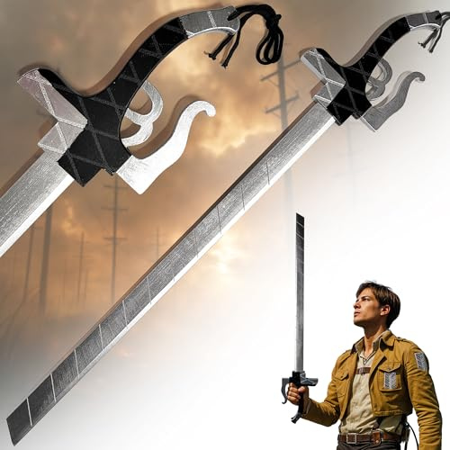 Attack AOT - Schwert des Jungen Titan Eren Jaeger - ODM Ausrüstung Metall Schwerter, 3D Manöver Anime Schwert für Eren Jäger Cosplay & AOT Cosplay