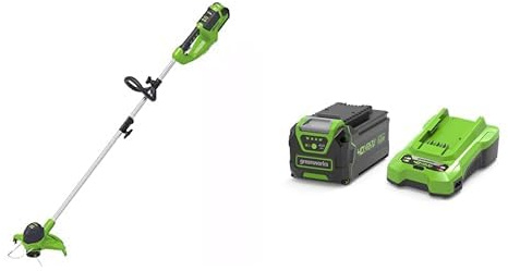 Greenworks 40V Akku Rasentrimmer für mittelgroße Gärten, 30cm Schnittbreite G40LT, 3 Jahre Garantie + Greenworks 40V 4Ah Akku & Universal Ladegerät Kit
