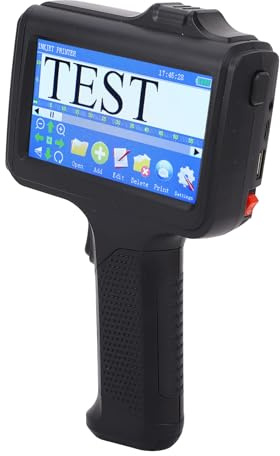 Asixxsix Handheld Tintenstrahldrucker, 2-12.7mm Druckhöhe tragbare Codiermaschine mit 4,3 Zoll HD LED Touchscreen Unterstützt mehrere Sprachen Bluetooth Inkjet Coder für Text QRCode