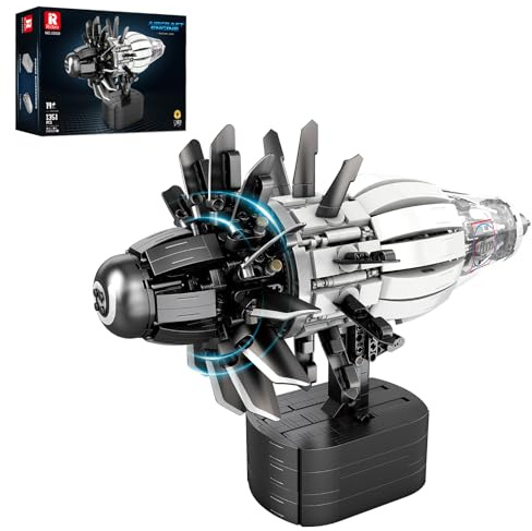 Reobrix Jet-Turbofan Motormodell, Motorisiertes Motorbausatz für Erwachsene | Jet Motor Modell, Dynamisches Antriebssystem, Realistische Turbinenschaufeln, Flugzeug Motor Modellbausatz 33018, 1351 Teile