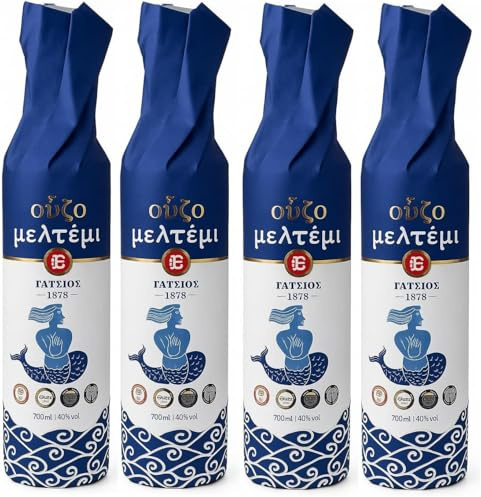 Ouzo Meltemi – Premium Ouzo aus Griechenland mit Anisgeschmack, 700 ml, 40 % vol. (Vier Flaschen)