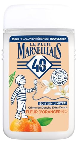 LE PETIT MARSEILLAIS – Gel Douche Hydratant à la Fleur d'Oranger Bio, Douceur et Nutrition (250 mL) - Le Lot De 4