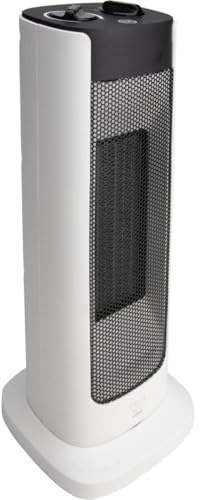 VOLTMAN Radiateur tour de 2000 W - Chauffage rapide et efficace - Rotation à 60° - Thermostat mécanique - Protection contre la surchauffe et le basculement - Blanc/noir