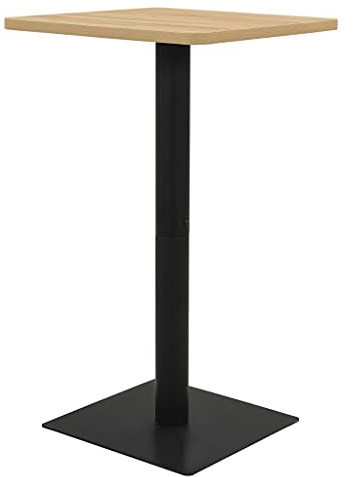 Mandloder Bistrotisch Eichefarben 70x70x107 cm, Melamin-Spanplatte, Pulverbeschichteter Stahl, Stehtisch für 2 Personen, Bartisch für Küche, Esszimmer, Café