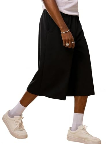 CLOAKA Kurze Hosen Herren Sommer Baumwolle Baggy 3/4 Hose Herren Shorts Stretch Casual Streetwear Freizeithose Kurz mit Kordelzug