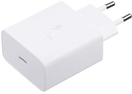 Samsung Cargador USB C, Adaptador de Corriente 45 W Ultra rápido, Adaptador USB C a USB, Cargador Samsung de Carga rápida, Cargador Original Ultra rápido, sin Cable, Color Blanco