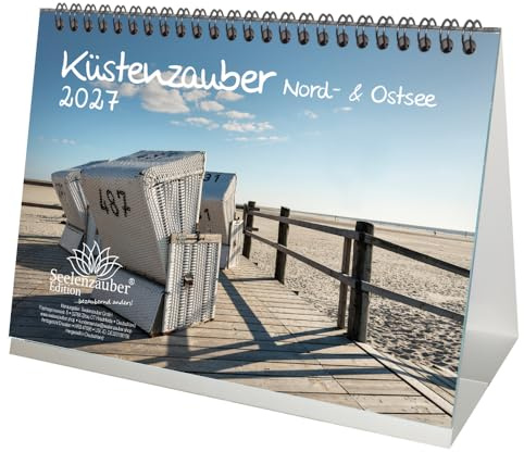 Küstenzauber Nord- und Ostsee DIN A5 Tischkalender für 2027 Urlaub Meer Küste - Seelenzauber