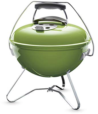 Weber Smokey Joe Premium BBQ a carbone, sup. cottura Ø 37 cm, barbecue portatile con pratico manico per il trasporto, coperchio e caldaia smaltati in porcellana - Spring Green (1127704)