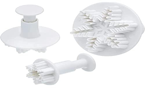 KitchenCraft Sweetly Does It Fondant-Ausstecher für Tortendekoration, Weihnachtliches Schneeflocken-Design, Kunststoff, 3er-Pack