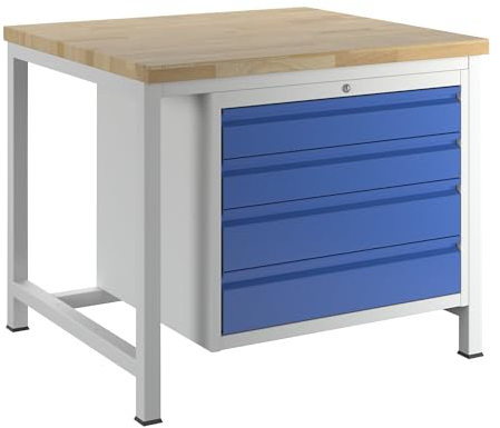 RAU | Werkbank | Gestellbauweise | 4 Schubladen Größe XL | Tiefe 900 mm | Breite 1000 mm