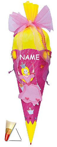 BASTELSET Schultüte - Prinzessin 85 cm - incl. Namen - mit Holzspitze - Zuckertüte Roth - ALLE Größen - 6 eckig Mädchen Schmetterling Prinzessinnen Krone