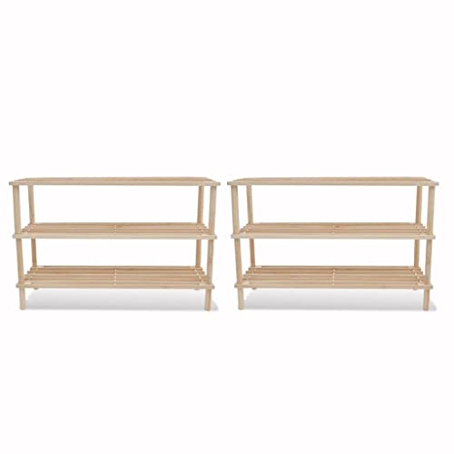 vidaXL 2X Tanne Massiv Schuhregal 3 Ebenen Schuhablage Schuhständer Holzregal