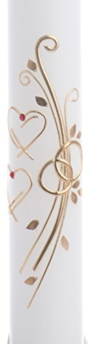 Hochzeitskerze - Goldene Herzen & Ringe
