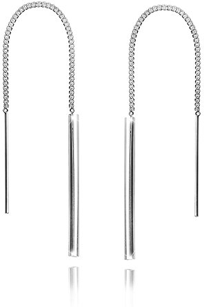 MATERIA 925 Silber Ohrringe Durchzieher 2x85mm - Ohrhänger lang Stäbchen + Box #SO-225