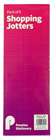 Schlank Einkaufen oder Liste zu tun Notizblöcke - Packung mit 5 Stück - Größe 210mm x 74mm