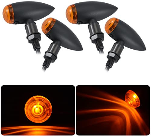 KATUR 4 stücke Universal Motorrad Schwarz Eloxiert Metall Kugel Bernstein LED Blinker für A prilia B MW D ucati H Arley H onda K awasaki S uzuki Y amaha