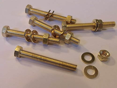 M5X40 BRASS HEX HEAD BOLTS NUTS & WASHERS (PACK 0F 5) BRASS SET SCREWS X5