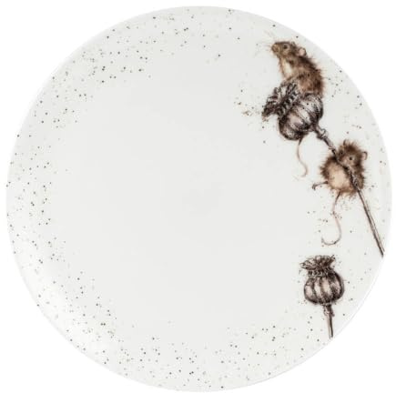 Royal Worcester Wrendale Dessertteller 26,5 cm in 4 Designs – Hase, Schnurrmmaus und Ente - White Plate Mouse