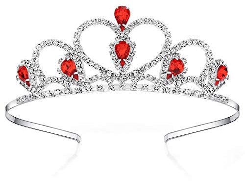 Lovelyshop Rot Gems Strass Tiara für kleines Mädchen in Halloween Geburtstag Prinzessin Party