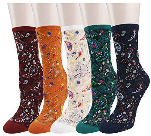 Damen Mädchen Lustige verrückte Neuheit Crew Socken bunt niedlich albern Floral Cartoon Charakter Tier Baumwolle Kleid Socken - - Medium