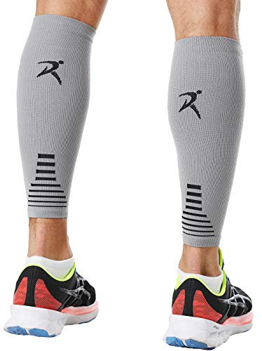 Calf Compression Sleeves for Men & Women (Ideal for Sports, Running, Shin Splints & More) (One Pair) (Grey) (Medium) [M]